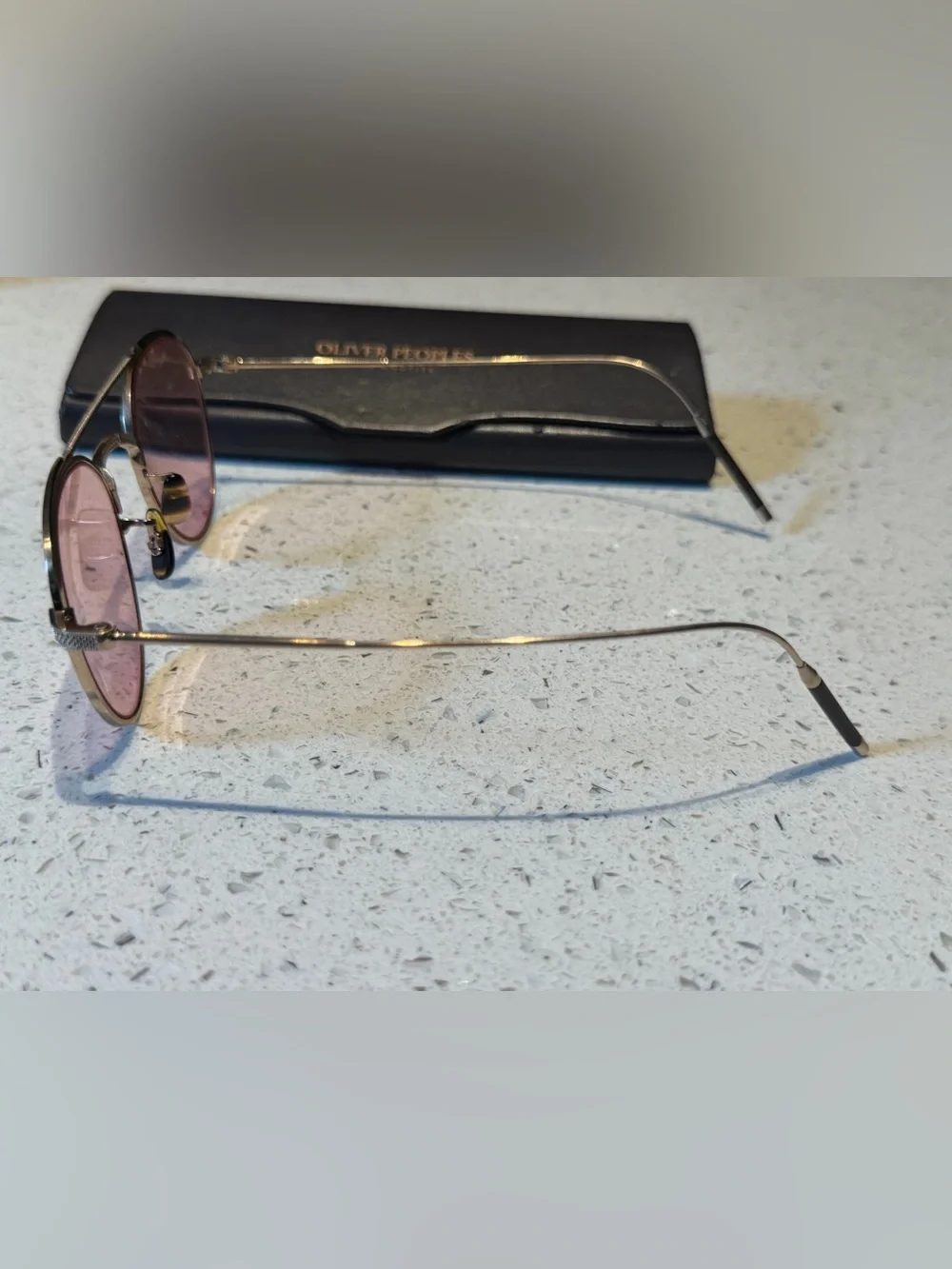 Oliver Peoples Takumi series 1 OV1275T Gold Frame Sunglasses with Pink Lenses